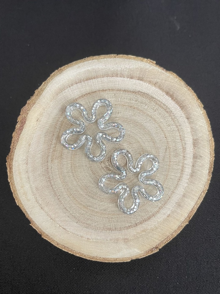 Rosine à paillettes argentées 