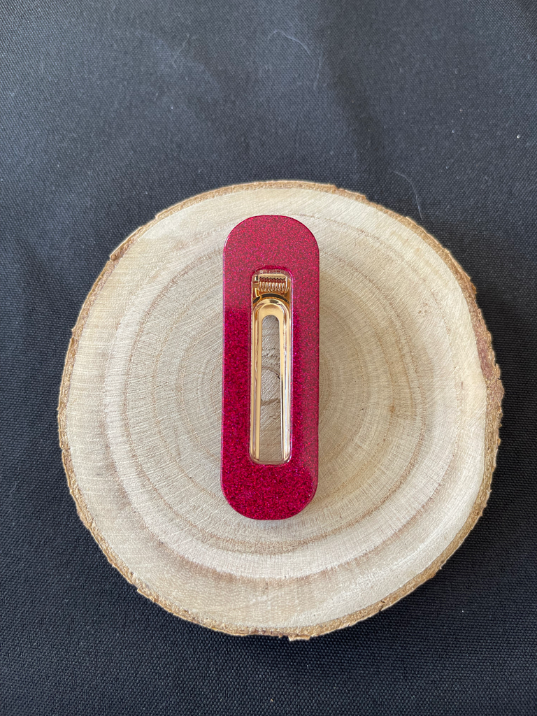 Barrette à paillettes rouge 