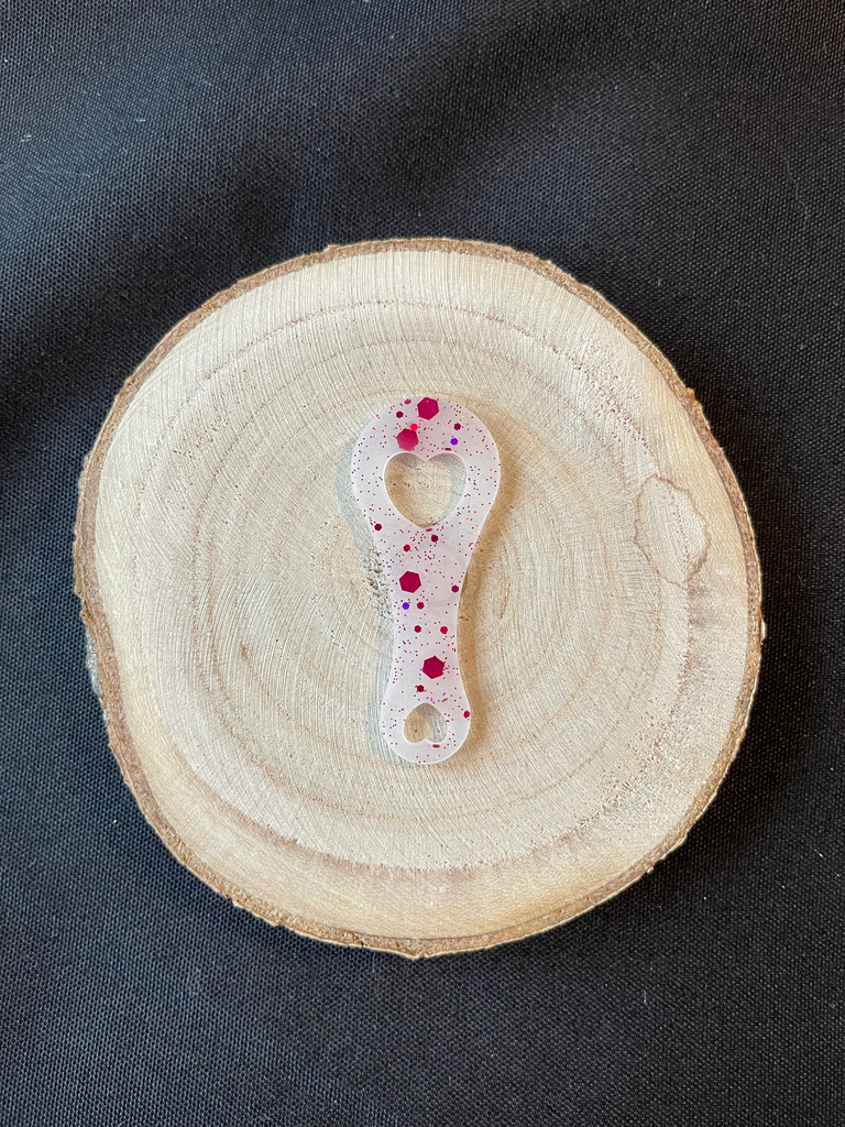 Jeton cœur blanc avec paillette rose 