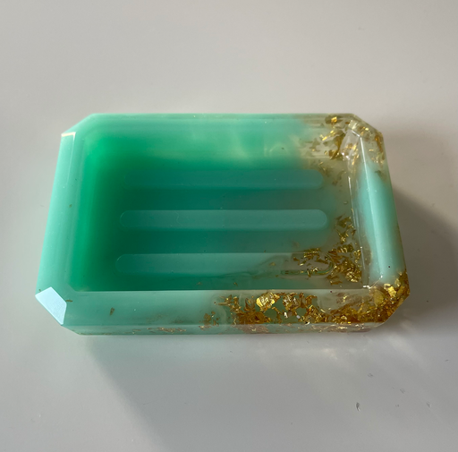 Porte savon vert menthe et or 