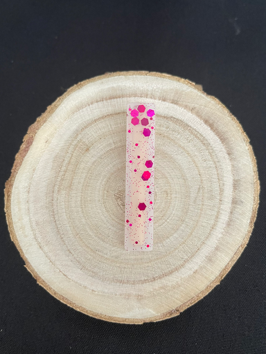 Barrette blanche à paillettes rose 