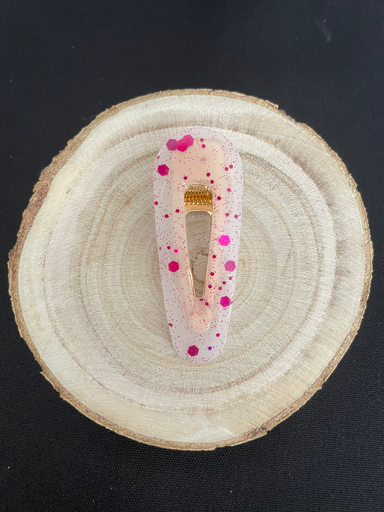 Barrette blanche à paillettes rose 