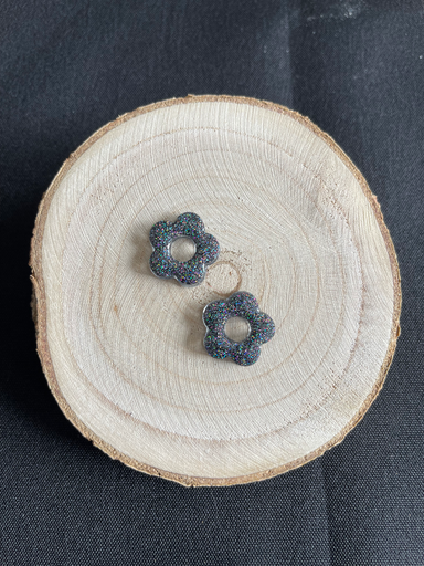 Fleurine à paillettes grises 