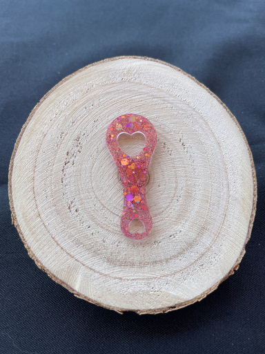 Jeton cœur rose à paillettes 