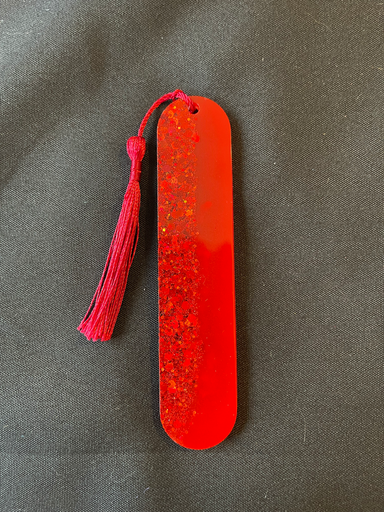 Marque page rouge avec paillettes 