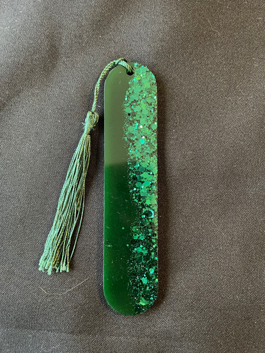 Marque page vert à paillettes 