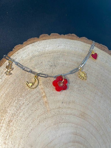 Bracelet argenté  breloques nature 