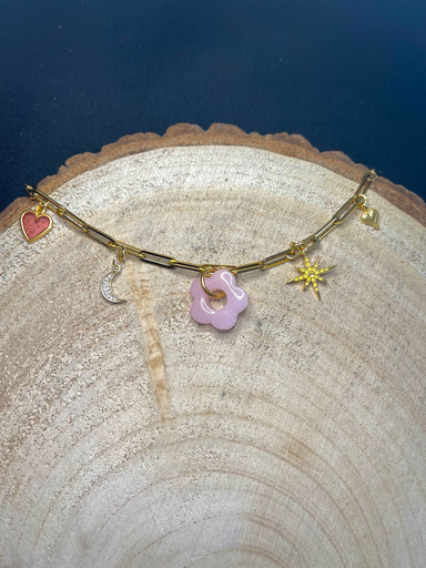 Bracelet doré breloque univers 