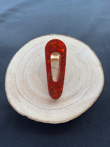 Barrette à paillettes rouge/ orange 