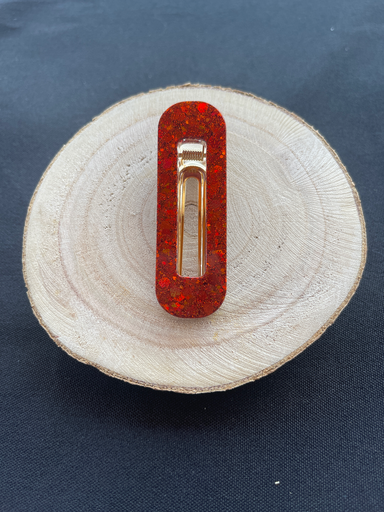 Barrette à paillettes rouge/ orange 